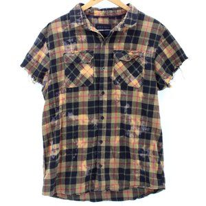 Ninth Hall Shirt Mens Brown Tie Dye Short Sleeve Button Down Rockstar Style M
